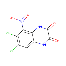 O=c1[nH]c2cc(Cl)c(Cl)c([N+](=O)[O-])c2[nH]c1=O ZINC000001483505