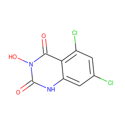 O=c1[nH]c2cc(Cl)cc(Cl)c2c(=O)n1O ZINC000026394880