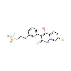 O=c1[nH]c2cc(Cl)ccc2c(O)c1-c1cccc(NCCS(=O)(=O)F)c1 ZINC000036294545