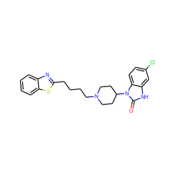 O=c1[nH]c2cc(Cl)ccc2n1C1CCN(CCCCc2nc3ccccc3s2)CC1 ZINC000653863969