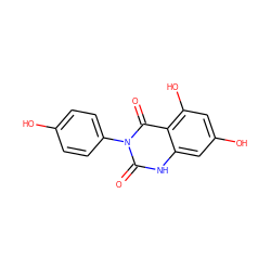 O=c1[nH]c2cc(O)cc(O)c2c(=O)n1-c1ccc(O)cc1 ZINC000013685449