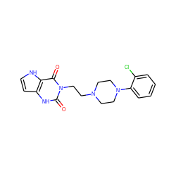 O=c1[nH]c2cc[nH]c2c(=O)n1CCN1CCN(c2ccccc2Cl)CC1 ZINC000013641862