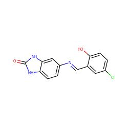 O=c1[nH]c2ccc(/N=C/c3cc(Cl)ccc3O)cc2[nH]1 ZINC000000274253