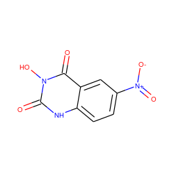 O=c1[nH]c2ccc([N+](=O)[O-])cc2c(=O)n1O ZINC001772643384