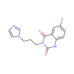 O=c1[nH]c2ccc(Br)cc2c(=O)n1CCCn1ccnc1 ZINC000026376929