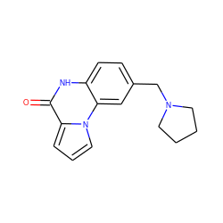 O=c1[nH]c2ccc(CN3CCCC3)cc2n2cccc12 ZINC000042922094