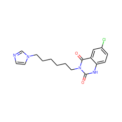 O=c1[nH]c2ccc(Cl)cc2c(=O)n1CCCCCCn1ccnc1 ZINC000026380888