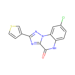 O=c1[nH]c2ccc(Cl)cc2n2nc(-c3ccsc3)nc12 ZINC000013677393