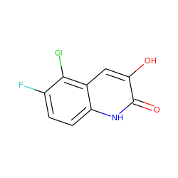 O=c1[nH]c2ccc(F)c(Cl)c2cc1O ZINC000040878300