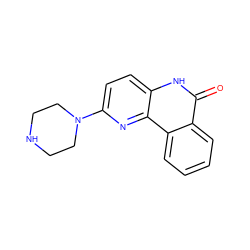 O=c1[nH]c2ccc(N3CCNCC3)nc2c2ccccc12 ZINC000013524003