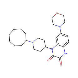 O=c1[nH]c2ccc(N3CCOCC3)cc2n(C2CCN(C3CCCCCCC3)CC2)c1=O ZINC000115712377