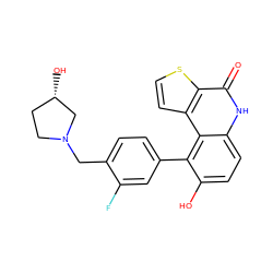 O=c1[nH]c2ccc(O)c(-c3ccc(CN4CC[C@H](O)C4)c(F)c3)c2c2ccsc12 ZINC000204568325