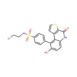 O=c1[nH]c2ccc(O)c(-c3ccc(S(=O)(=O)NCCBr)cc3)c2c2ccsc12 ZINC000215588313