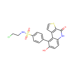 O=c1[nH]c2ccc(O)c(-c3ccc(S(=O)(=O)NCCCl)cc3)c2c2ccsc12 ZINC000204666183