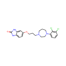 O=c1[nH]c2ccc(OCCCN3CCCN(c4cccc(Cl)c4Cl)CC3)cc2[nH]1 ZINC000200021666