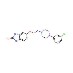 O=c1[nH]c2ccc(OCCN3CCN(c4cccc(Cl)c4)CC3)cc2[nH]1 ZINC000098083179