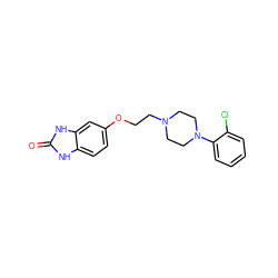 O=c1[nH]c2ccc(OCCN3CCN(c4ccccc4Cl)CC3)cc2[nH]1 ZINC000098085178