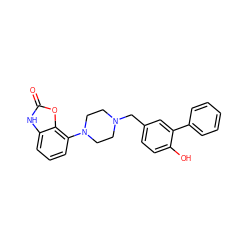 O=c1[nH]c2cccc(N3CCN(Cc4ccc(O)c(-c5ccccc5)c4)CC3)c2o1 ZINC000026469466