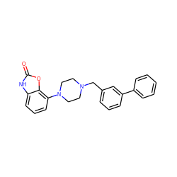 O=c1[nH]c2cccc(N3CCN(Cc4cccc(-c5ccccc5)c4)CC3)c2o1 ZINC000052971454