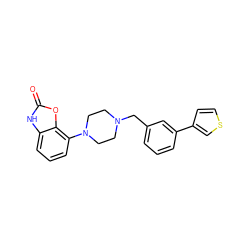 O=c1[nH]c2cccc(N3CCN(Cc4cccc(-c5ccsc5)c4)CC3)c2o1 ZINC000026393131