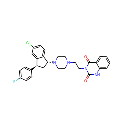 O=c1[nH]c2ccccc2c(=O)n1CCN1CCN([C@@H]2C[C@@H](c3ccc(F)cc3)c3cc(Cl)ccc32)CC1 ZINC000022940789