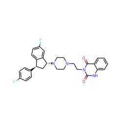 O=c1[nH]c2ccccc2c(=O)n1CCN1CCN([C@@H]2C[C@@H](c3ccc(F)cc3)c3ccc(F)cc32)CC1 ZINC000026377342