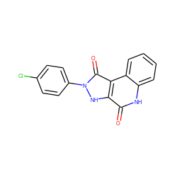 O=c1[nH]c2ccccc2c2c(=O)n(-c3ccc(Cl)cc3)[nH]c12 ZINC000141202615