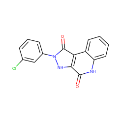 O=c1[nH]c2ccccc2c2c(=O)n(-c3cccc(Cl)c3)[nH]c12 ZINC000135801189