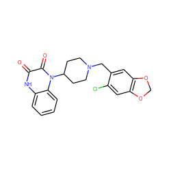 O=c1[nH]c2ccccc2n(C2CCN(Cc3cc4c(cc3Cl)OCO4)CC2)c1=O ZINC000013864301