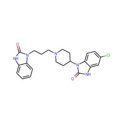 O=c1[nH]c2ccccc2n1CCCN1CCC(n2c(=O)[nH]c3cc(Cl)ccc32)CC1 ZINC000004175569