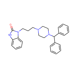 O=c1[nH]c2ccccc2n1CCCN1CCN(C(c2ccccc2)c2ccccc2)CC1 ZINC000019632896