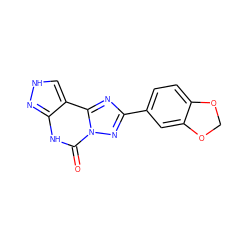 O=c1[nH]c2n[nH]cc2c2nc(-c3ccc4c(c3)OCO4)nn12 ZINC001772575080