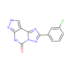 O=c1[nH]c2n[nH]cc2c2nc(-c3cccc(Cl)c3)nn12 ZINC001772634561