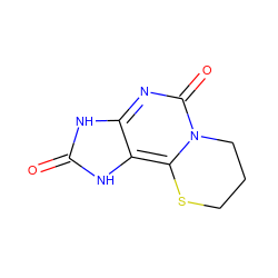 O=c1[nH]c2nc(=O)n3c(c2[nH]1)SCCC3 ZINC000013756658