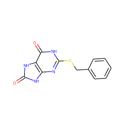 O=c1[nH]c2nc(SCc3ccccc3)[nH]c(=O)c2[nH]1 ZINC000013756634