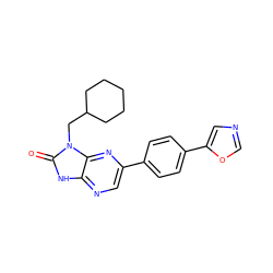 O=c1[nH]c2ncc(-c3ccc(-c4cnco4)cc3)nc2n1CC1CCCCC1 ZINC000082157494