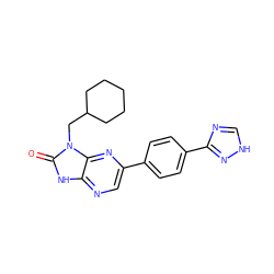 O=c1[nH]c2ncc(-c3ccc(-c4nc[nH]n4)cc3)nc2n1CC1CCCCC1 ZINC000073198290