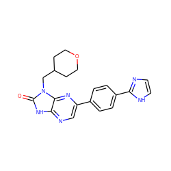 O=c1[nH]c2ncc(-c3ccc(-c4ncc[nH]4)cc3)nc2n1CC1CCOCC1 ZINC000073198467