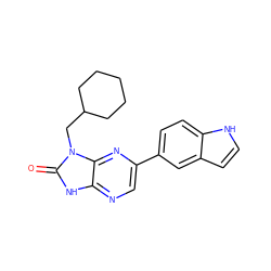 O=c1[nH]c2ncc(-c3ccc4[nH]ccc4c3)nc2n1CC1CCCCC1 ZINC000082154585