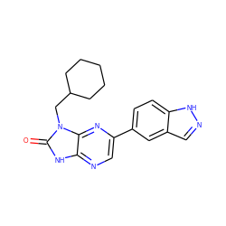 O=c1[nH]c2ncc(-c3ccc4[nH]ncc4c3)nc2n1CC1CCCCC1 ZINC000082156622