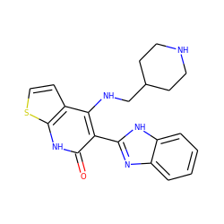 O=c1[nH]c2sccc2c(NCC2CCNCC2)c1-c1nc2ccccc2[nH]1 ZINC000299831797