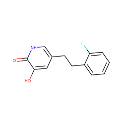 O=c1[nH]cc(CCc2ccccc2F)cc1O ZINC000206403194