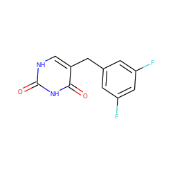 O=c1[nH]cc(Cc2cc(F)cc(F)c2)c(=O)[nH]1 ZINC000013743522