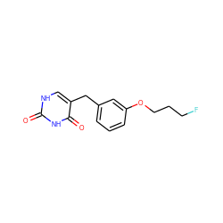 O=c1[nH]cc(Cc2cccc(OCCCF)c2)c(=O)[nH]1 ZINC000013743529