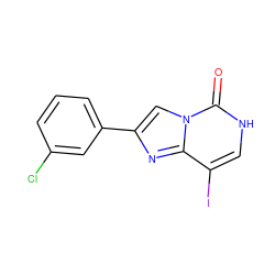 O=c1[nH]cc(I)c2nc(-c3cccc(Cl)c3)cn12 ZINC000063298483