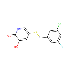 O=c1[nH]cc(SCc2cc(F)cc(Cl)c2)cc1O ZINC000206404171