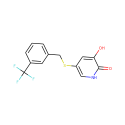 O=c1[nH]cc(SCc2cccc(C(F)(F)F)c2)cc1O ZINC000206406613