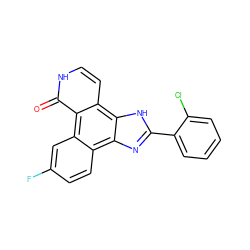 O=c1[nH]ccc2c3[nH]c(-c4ccccc4Cl)nc3c3ccc(F)cc3c12 ZINC000029135959