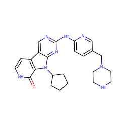 O=c1[nH]ccc2c3cnc(Nc4ccc(CN5CCNCC5)cn4)nc3n(C3CCCC3)c12 ZINC000117679337