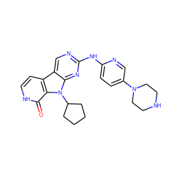 O=c1[nH]ccc2c3cnc(Nc4ccc(N5CCNCC5)cn4)nc3n(C3CCCC3)c12 ZINC000117681835